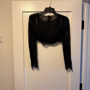 JJs House SET: Black Lace Crop Top + Maxi Slit Skirt Lace